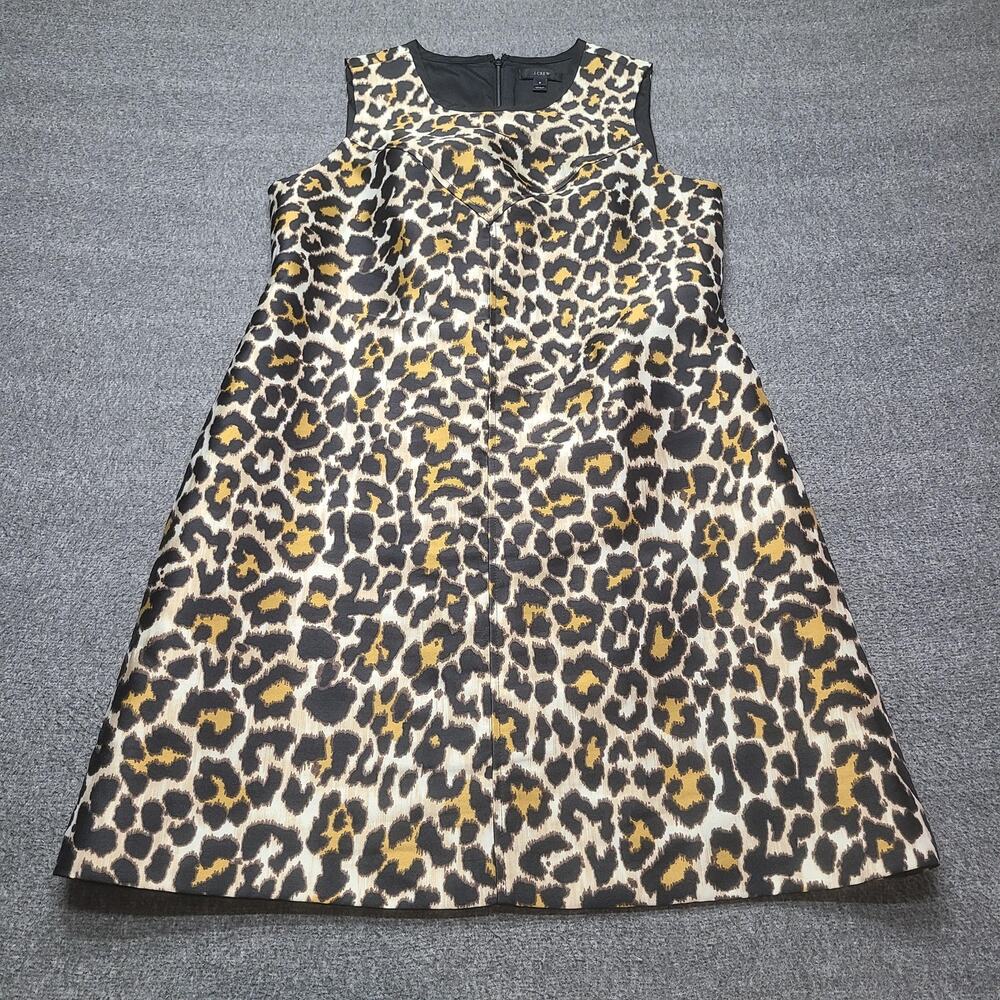 J.Crew Dress Womens 6 Leopard Print Sleeveless A-Line Fit & Flare Lined Back Zip